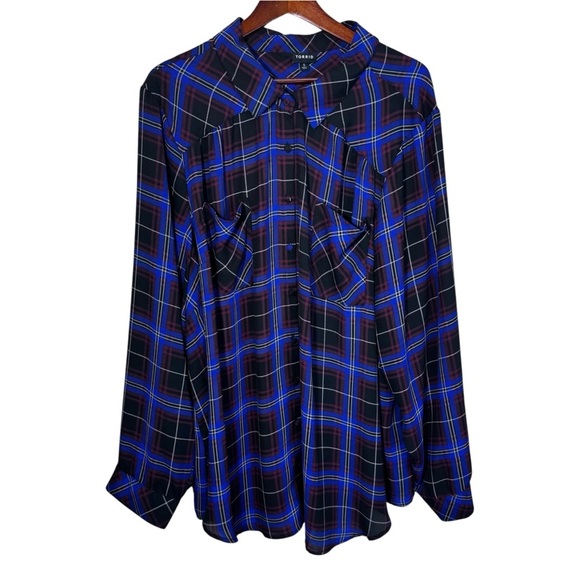 Torrid Challis Button-Down Long Sleeve Shirt Lightweight Sheer Size 5X - Picture 2 of 10